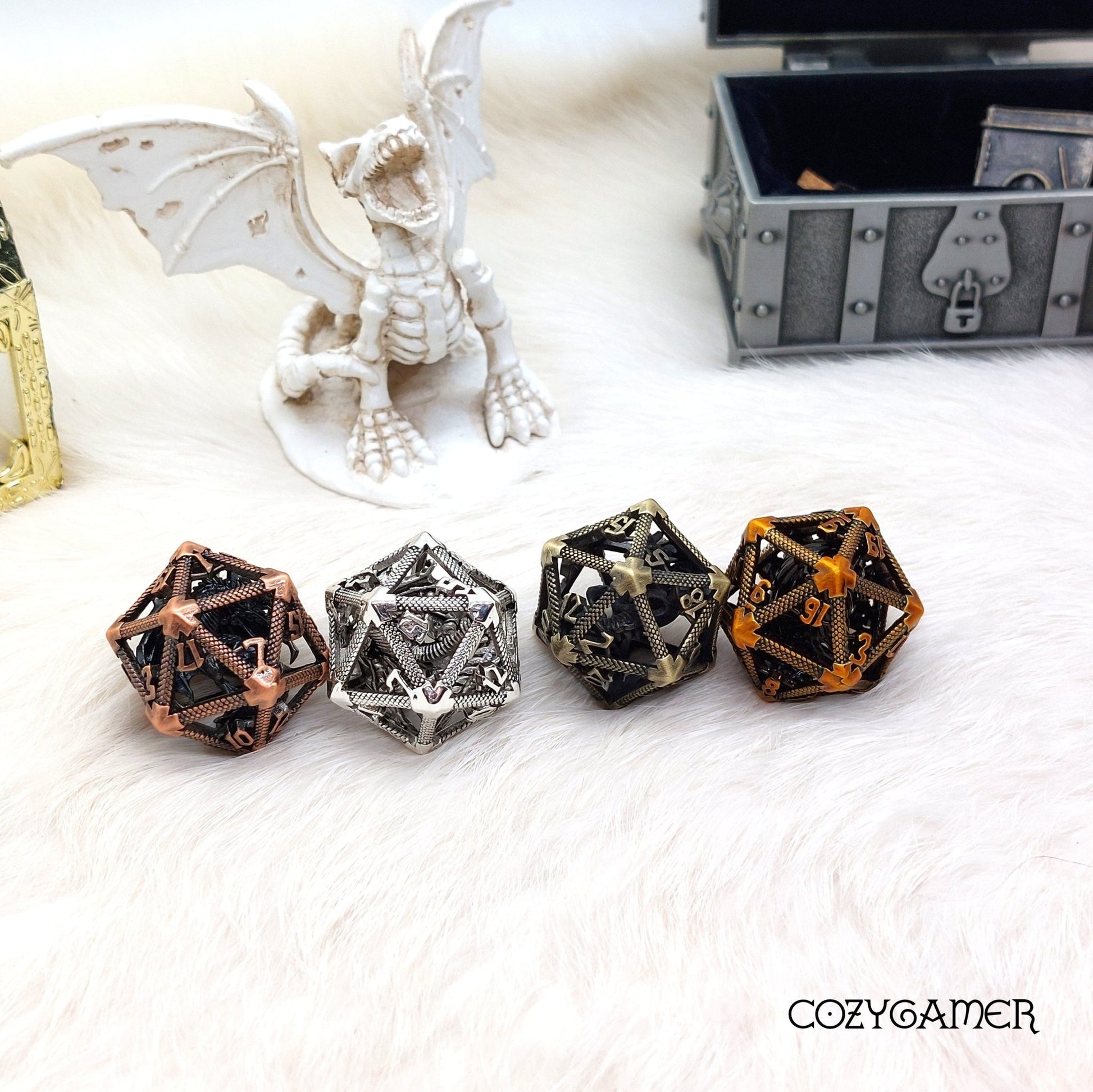 Flying Inner Dragon Metal D20 Dice Sets & Games Fennek and Finch