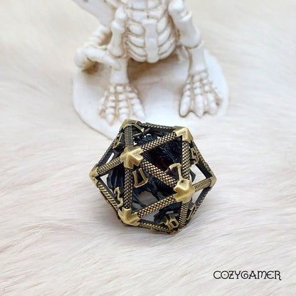 Flying Inner Dragon Metal D20 Dice Sets & Games Fennek and Finch Bronze