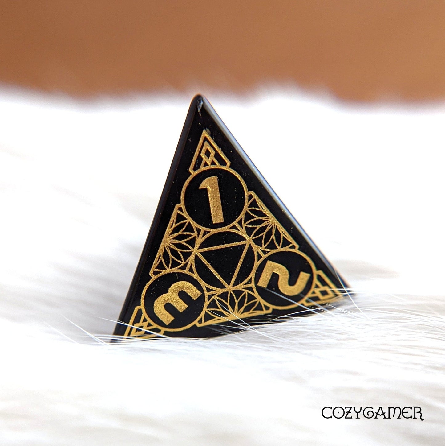 Geometric Obsidian Dice Set – 7-Piece Real Gemstone Carved Stone DnD Dice Dice sets Fennek & Finch