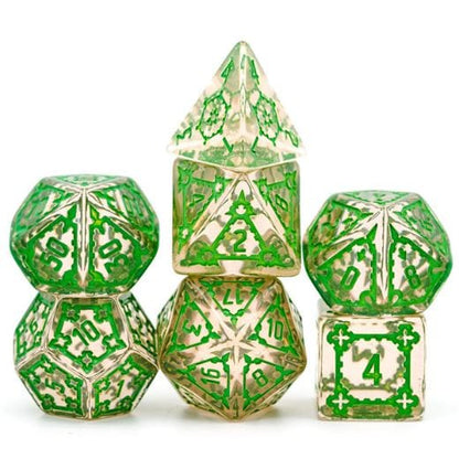 Giant Castle Dice – 7 - Piece Extra Large Resin Detailed Numbers DnD Dice - Fennek and Finch