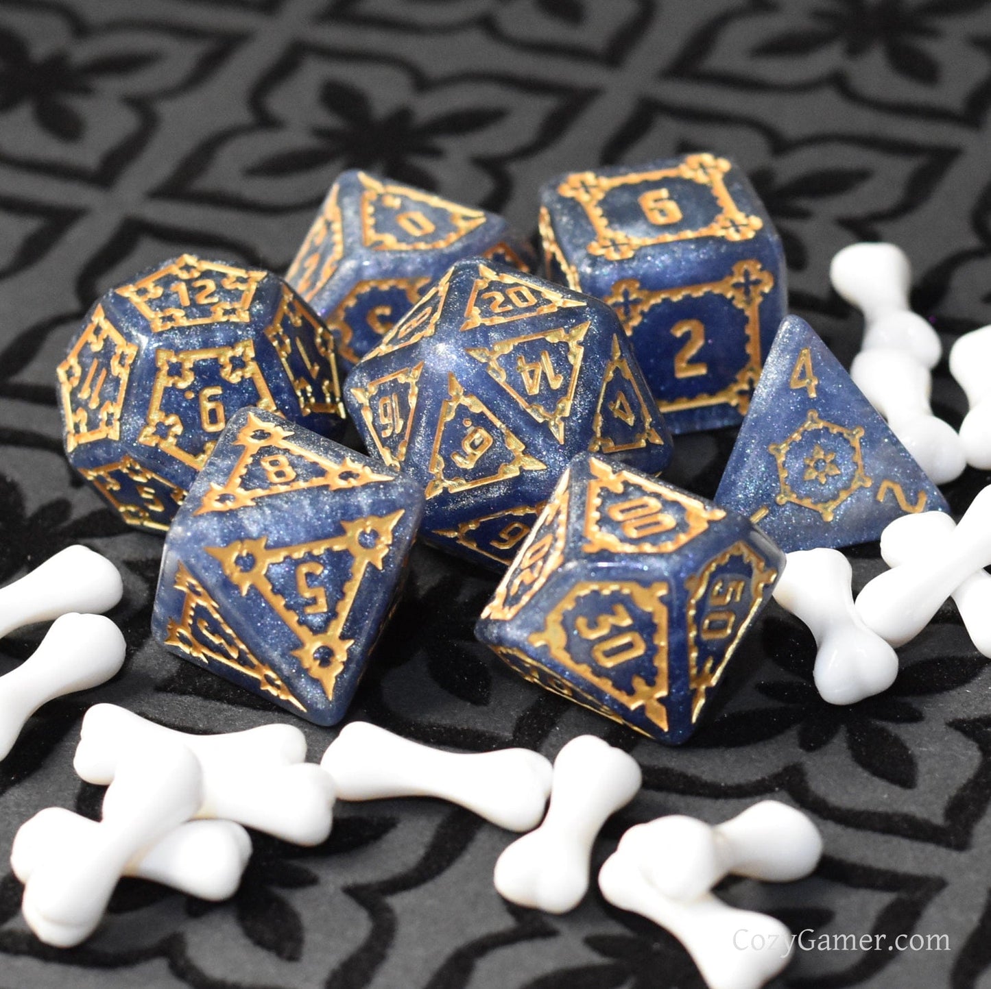 Giant Castle Dice – 7 - Piece Extra Large Resin Detailed Numbers DnD Dice - Fennek and Finch