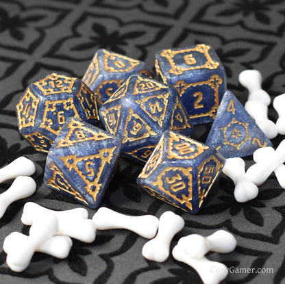 Giant Castle Dice – 7 - Piece Extra Large Resin Detailed Numbers DnD Dice - Fennek and Finch