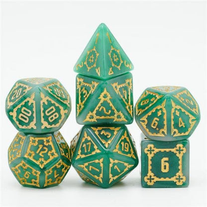 Giant Castle Dice – 7 - Piece Extra Large Resin Detailed Numbers DnD Dice - Fennek and Finch