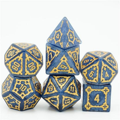 Giant Castle Dice – 7 - Piece Extra Large Resin Detailed Numbers DnD Dice - Fennek and Finch