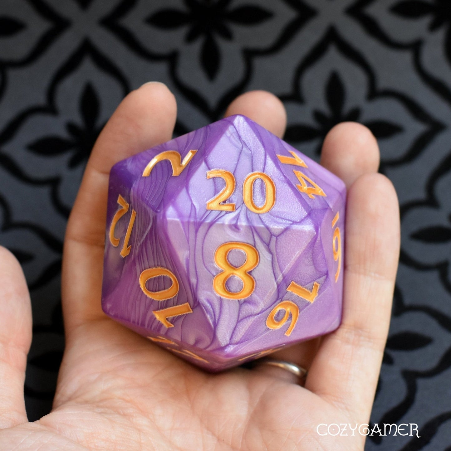 Giant Pearly D20 – 55mm Large Acrylic Twenty - Sided Die - Fennek and Finch