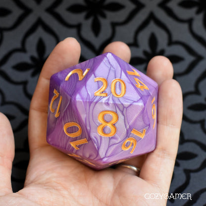 Giant Pearly D20 – 55mm Large Acrylic Twenty - Sided Die - Fennek and Finch