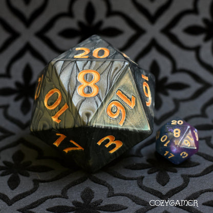 Giant Pearly D20 – 55mm Large Acrylic Twenty - Sided Die - Fennek and Finch
