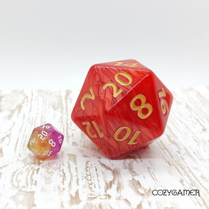 Giant Pearly D20 – 55mm Large Acrylic Twenty - Sided Die - Fennek and Finch