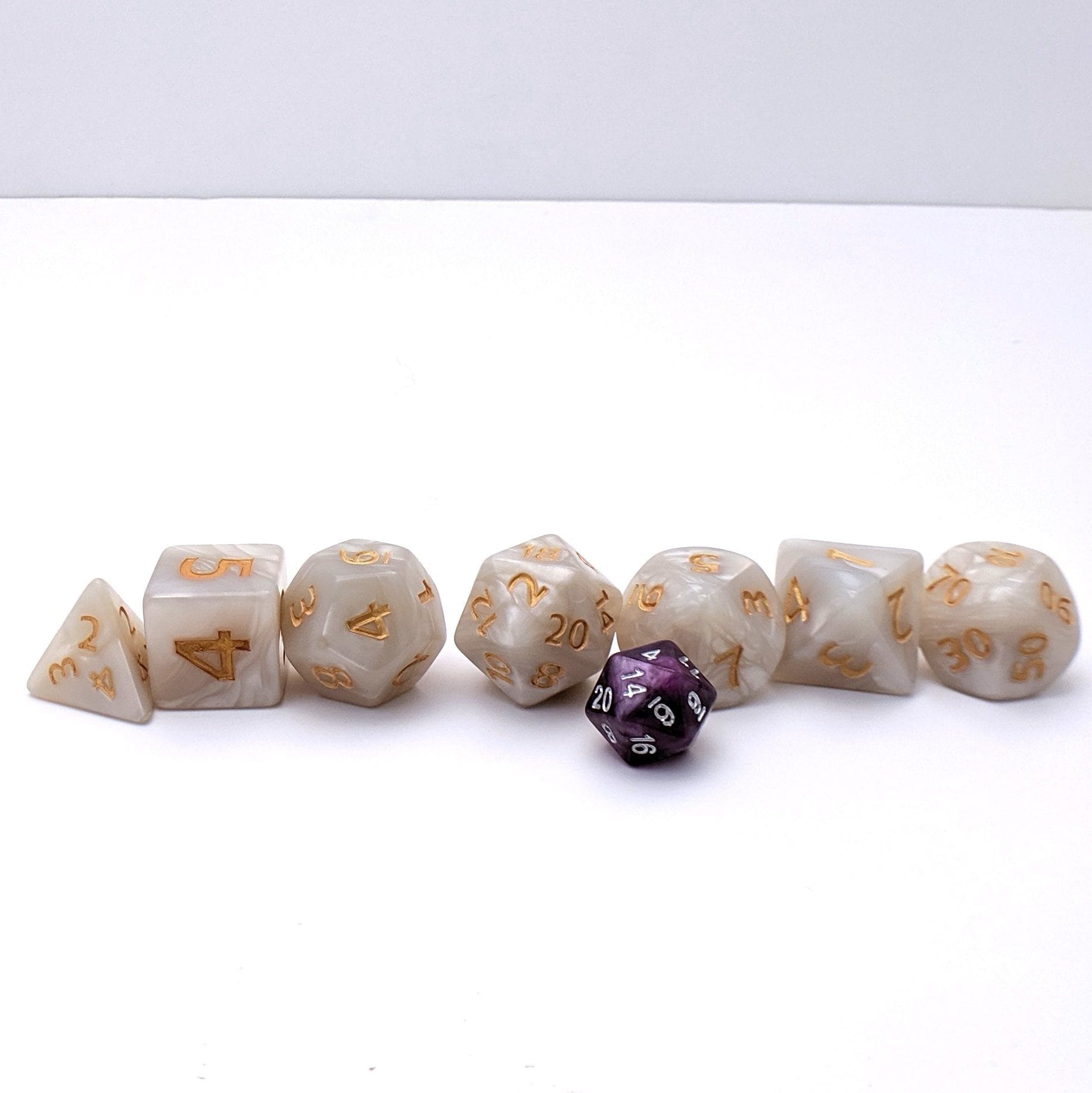 Giant Pearly Gates, Large White Pearl Dice Set - CozyGamer