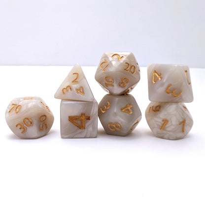 Giant Pearly Gates, Large White Pearl Dice Set - CozyGamer