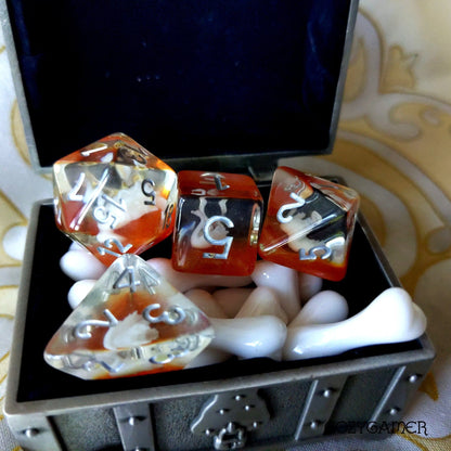 Golden Swan Lake Dice Set. TTRPG 7 Piece Dice - Fennek and Finch