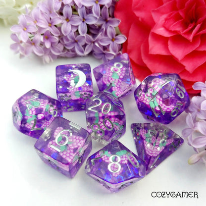 Grape Dice Set – 8-Piece Fruit Slice DnD Dice | Fennek & Finch Dice sets Fennek and Finch