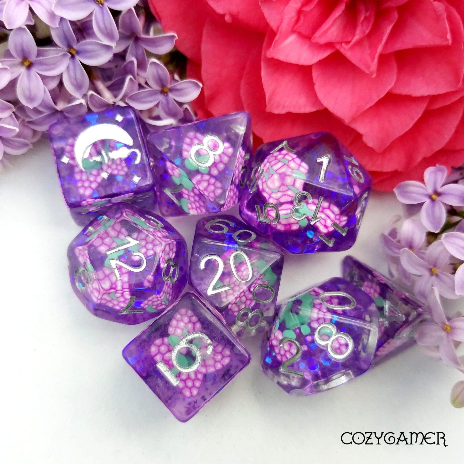Grape Dice Set – 8-Piece Fruit Slice DnD Dice | Fennek & Finch Dice sets Fennek and Finch