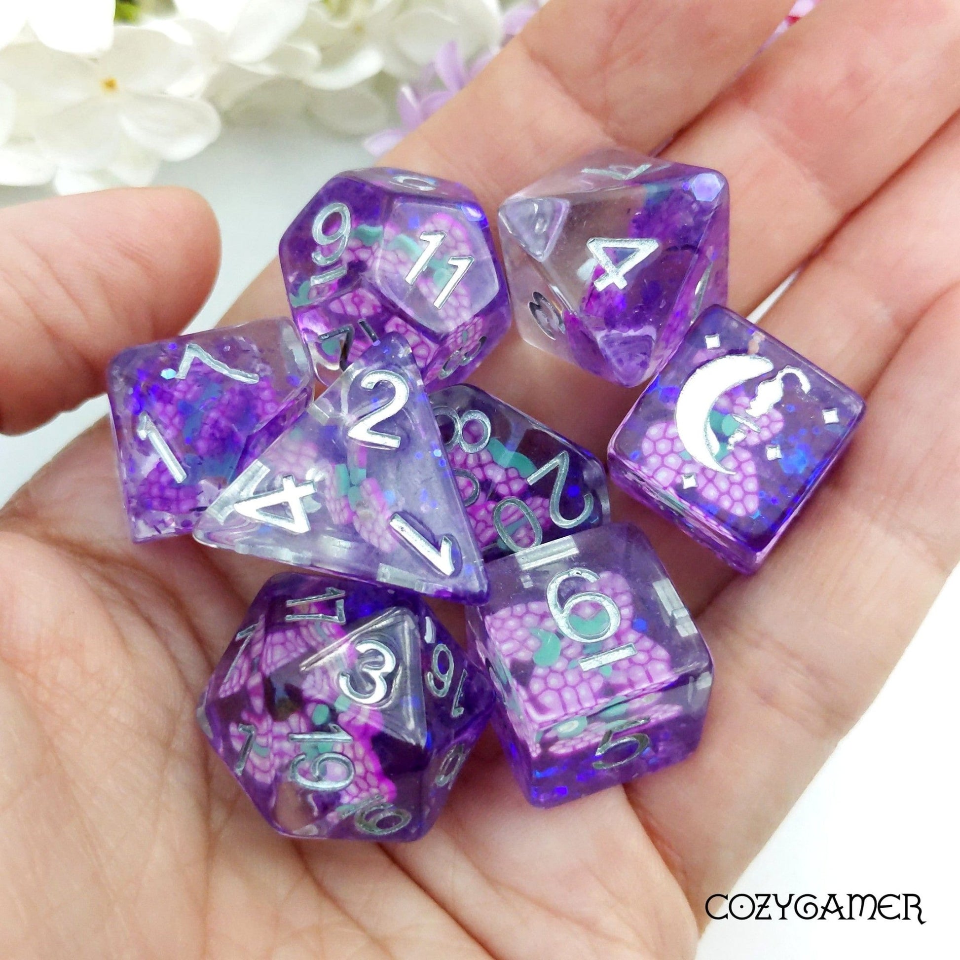 Grape Dice Set – 8-Piece Fruit Slice DnD Dice | Fennek & Finch Dice sets Fennek and Finch