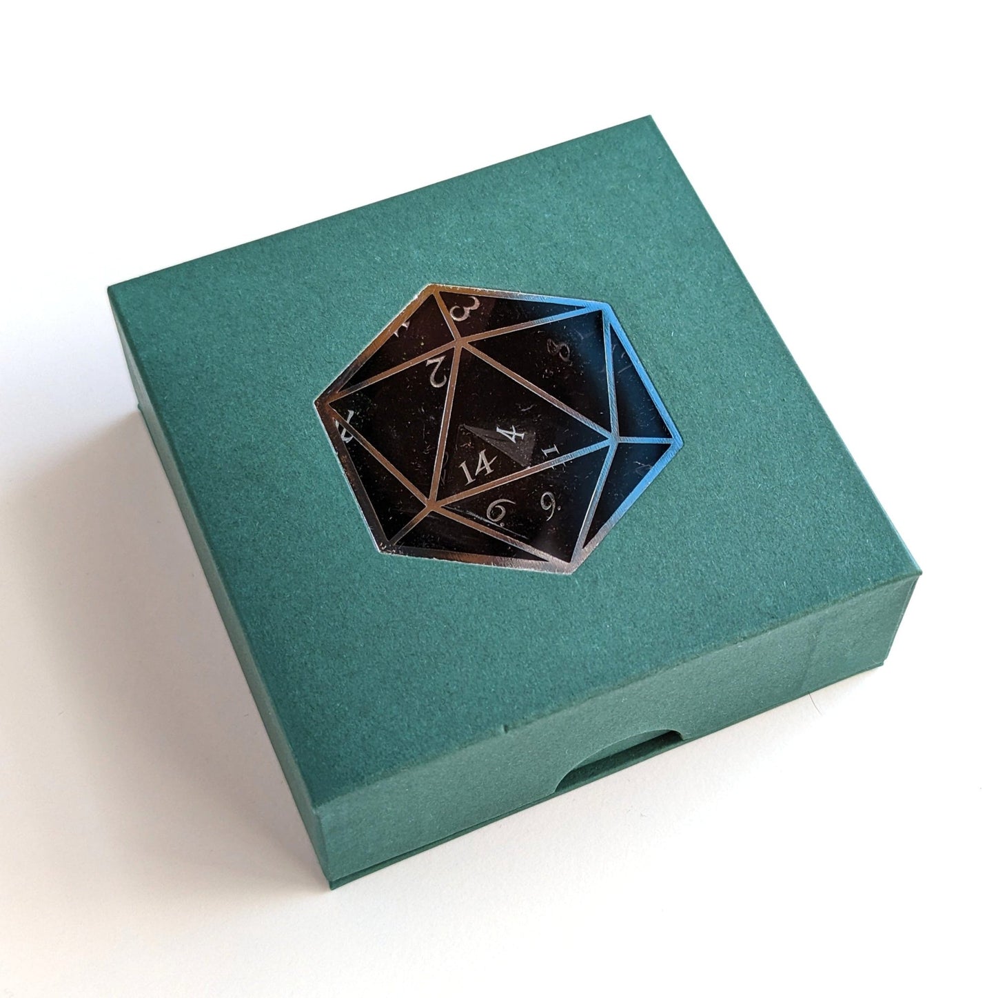 Green Goldstone Dice Set | Real Gemstone DnD Dice with Silver Numbers - Fennek and Finch