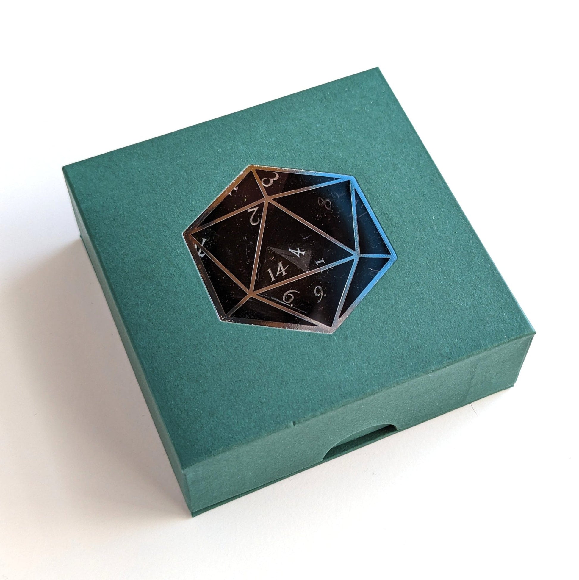 Green Goldstone Dice Set | Real Gemstone DnD Dice with Silver Numbers - Fennek and Finch