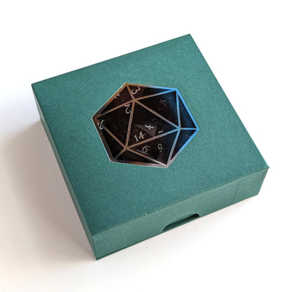 Green Goldstone Dice Set | Real Gemstone DnD Dice with Silver Numbers - Fennek and Finch