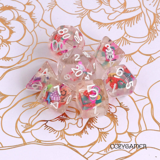 Happy Slice Dice Set. Mini Food Clay Slices in Clear Resin - Fennek and Finch