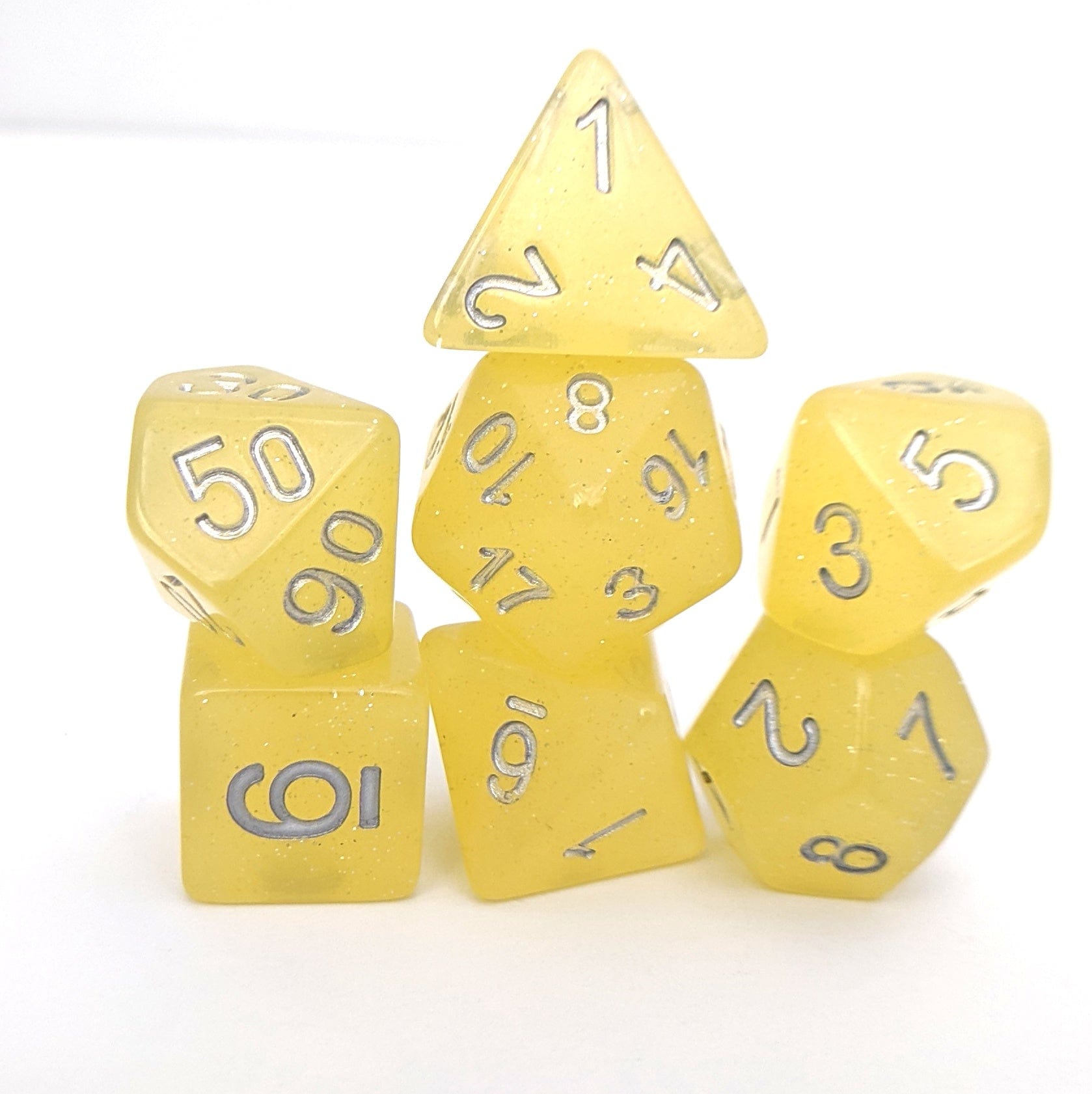 Holy Weapon Dice Set – Semi-Translucent Yellow with Stardust Glitter Dice sets Fennek and Finch