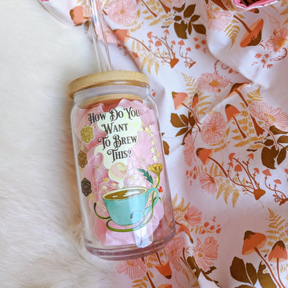 How Do You Want To Brew This Coffee Cup – 16oz Glass with Bamboo Lid & Straw - Fennek and Finch