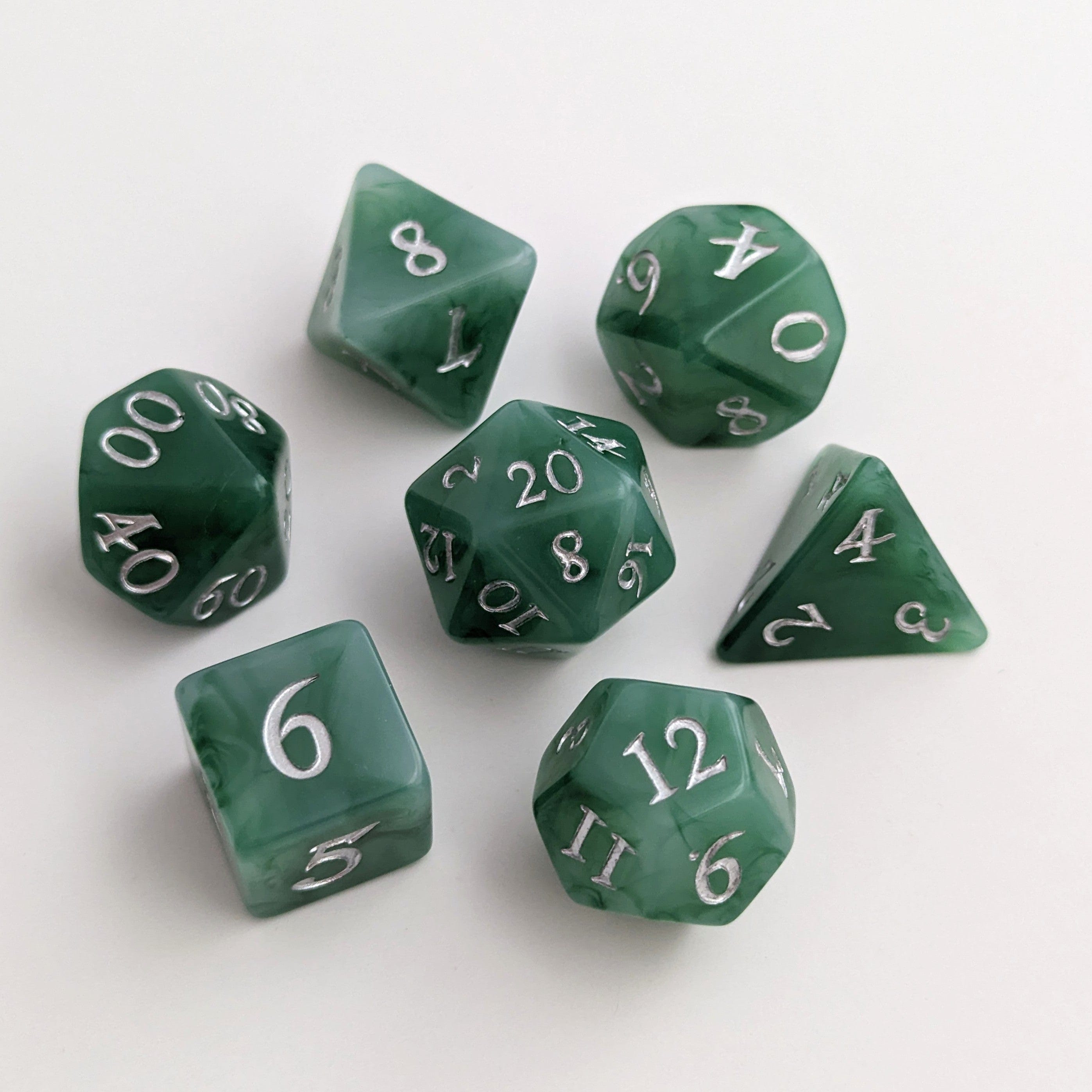 Jade 7 and 11 Piece DnD Dice Set – Fennek and Finch