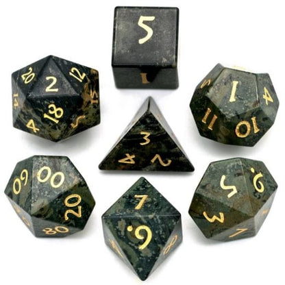 Kambaba Jasper Dice Set. Semi Precious Gemstone 7 Piece TTRPG Dice Dice sets Fennek and Finch