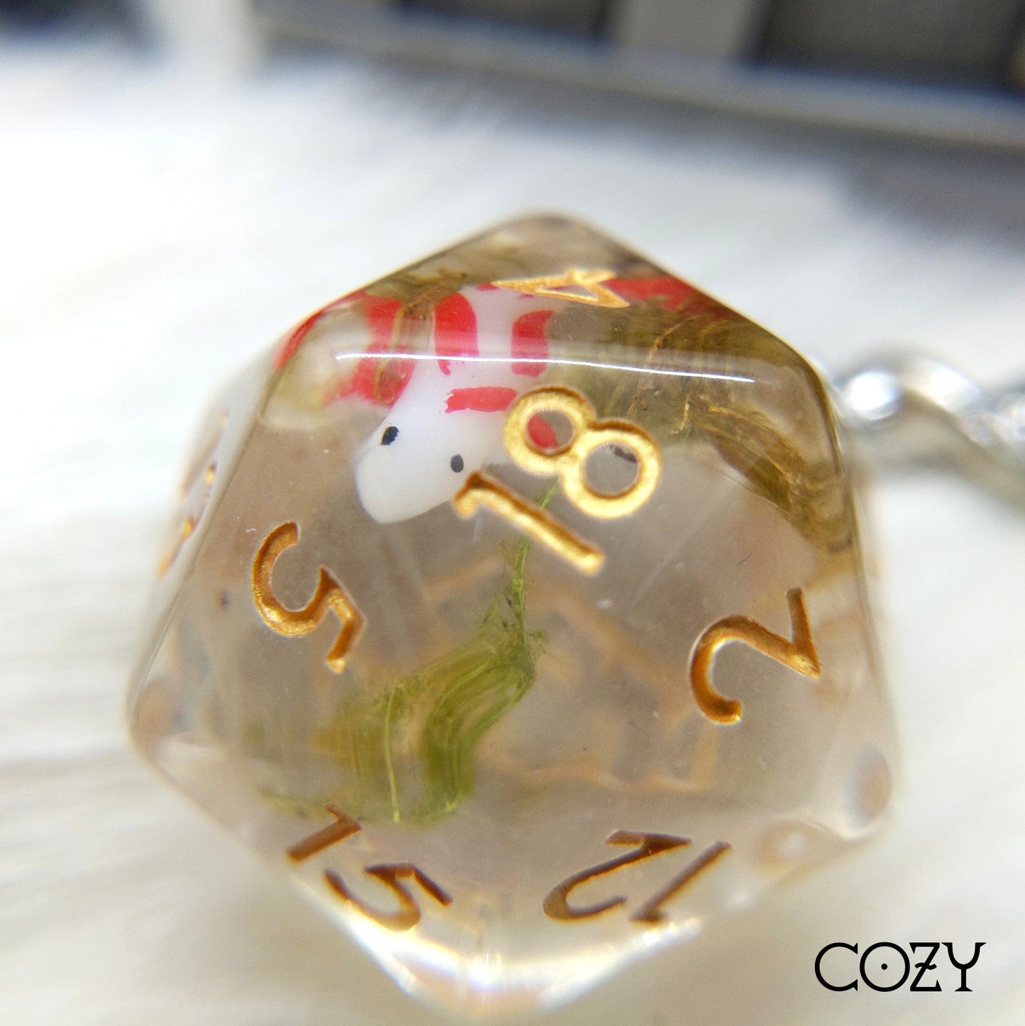 Koi Fish and Moss Dice Set. Little Fish and Dried Moss DND dice set