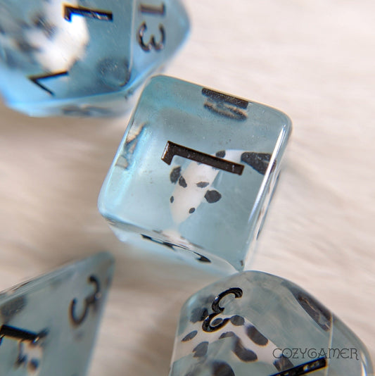 Koi Fish Dice Set – 7-Piece Blue Resin Tiny Animal DnD Dice Dice Sets & Games Fennek and Finch