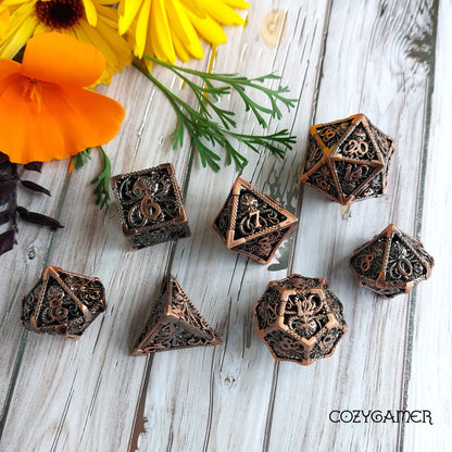 Kraken Hollow Metal Dice Set – 7-Piece Tentacled Sea Monster DnD Dice Dice sets Fennek and Finch Copper