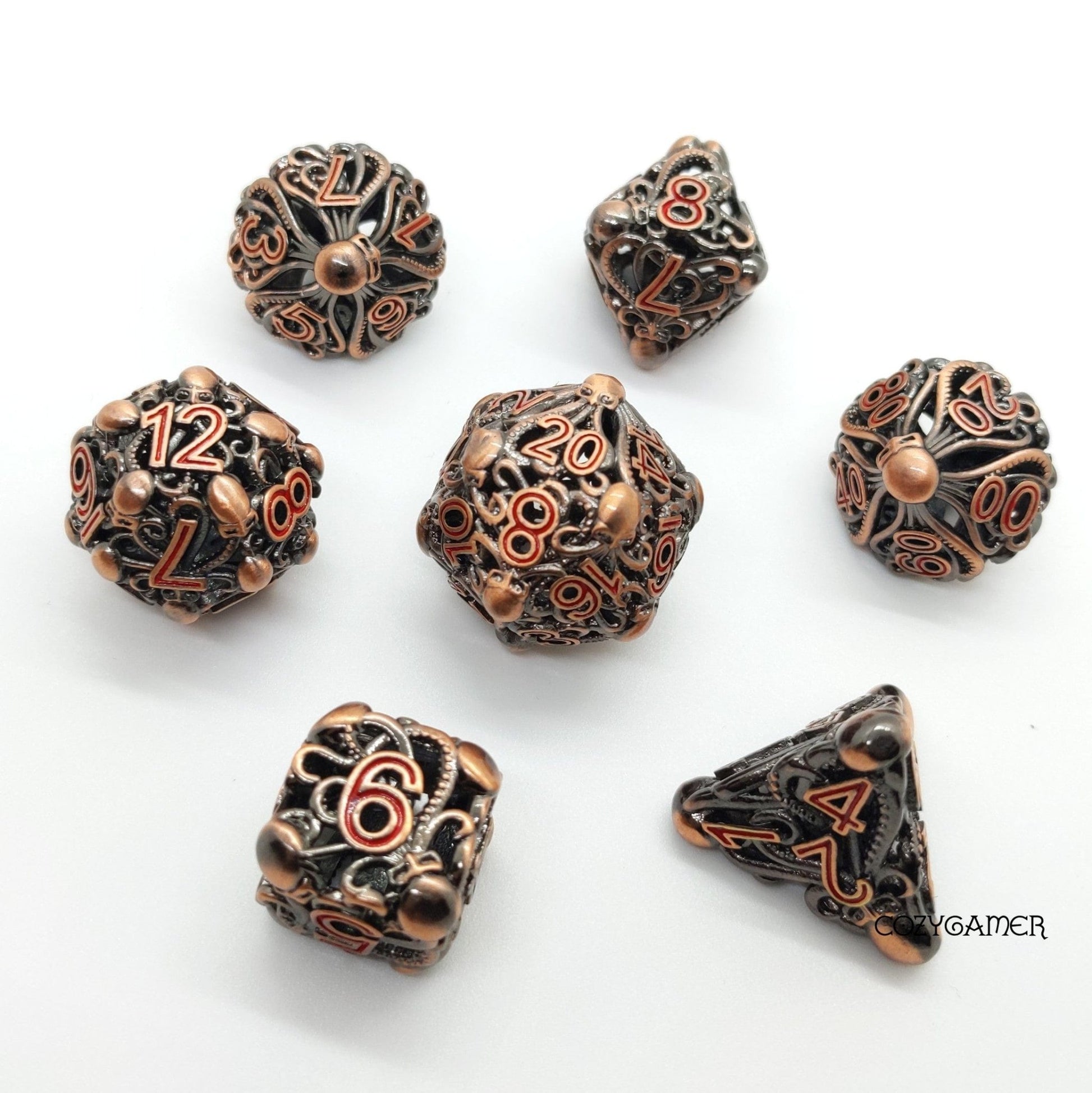 Kraken Hollow Metal Dice Set – Tentacled Kraken Head Design - Fennek and Finch
