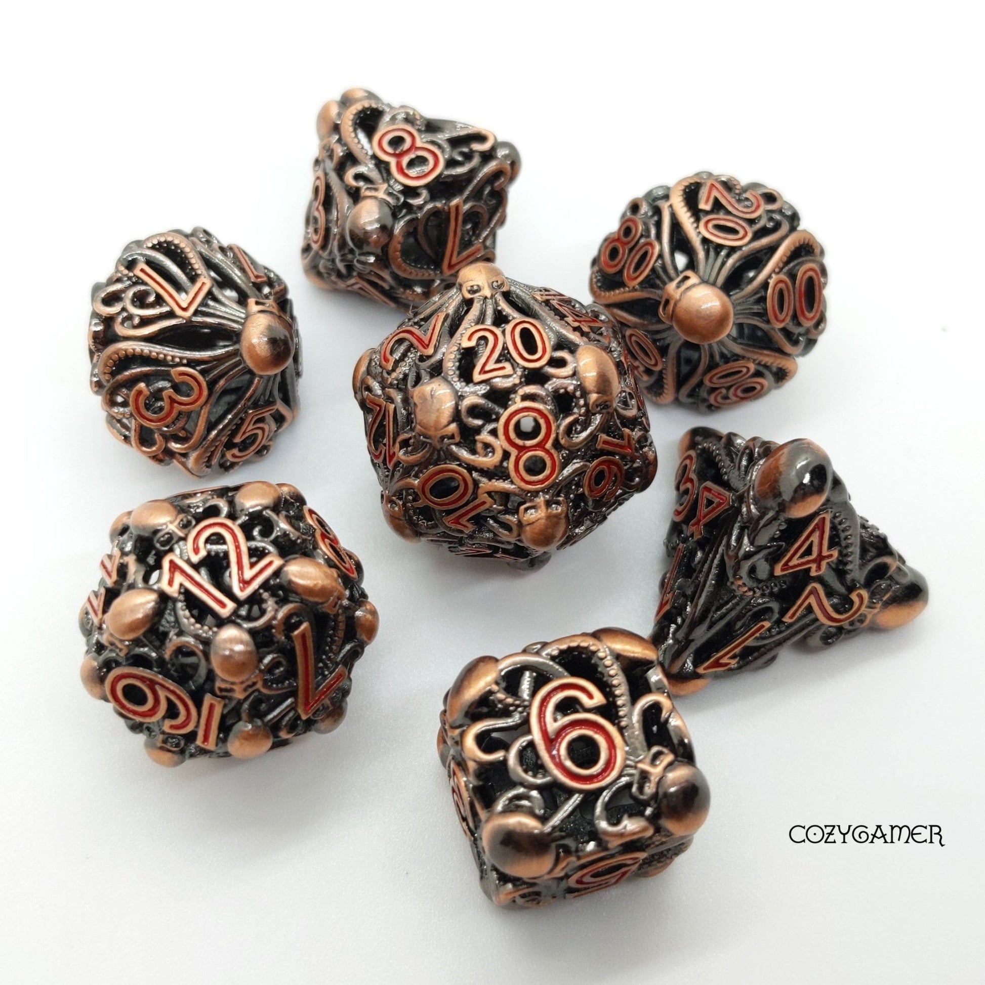 Kraken Hollow Metal Dice Set – Tentacled Kraken Head Design - Fennek and Finch