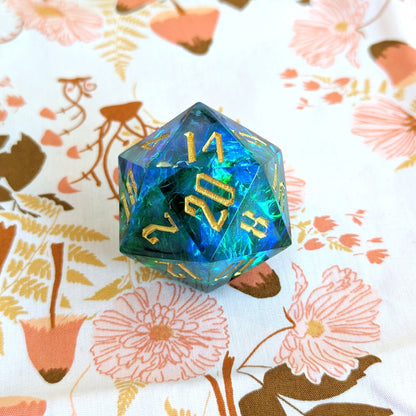 Large D20 Sharp Edge Resin Die – Choose Your Color Custom DnD D20 - Fennek and Finch