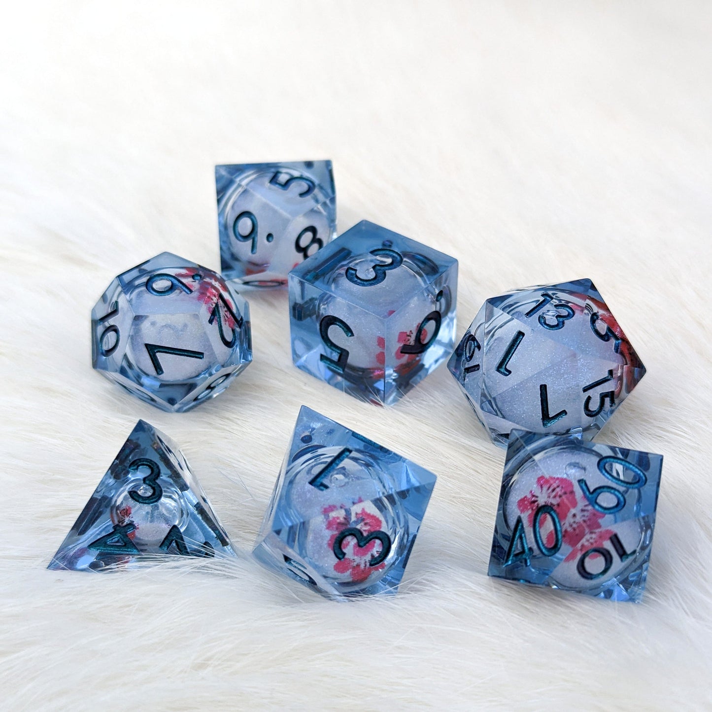 Lil Flower Liquid Core Sharp Edge Resin DnD Dice Set