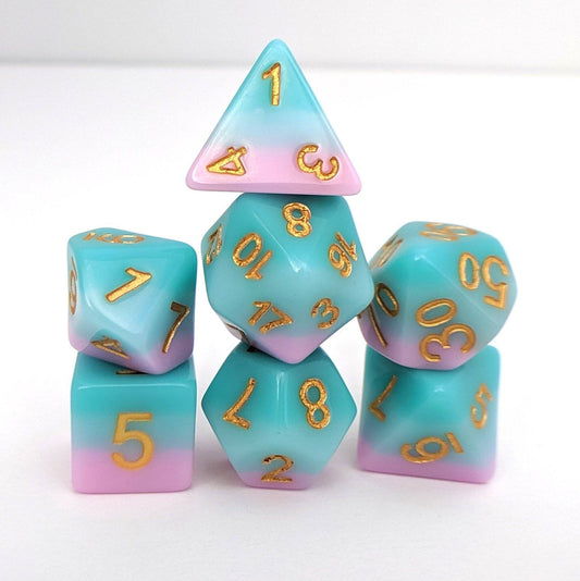 Luxury Dream Dice Set – Pastel Blue & Lavender Purple with Gold Font Dice sets Fennek and Finch