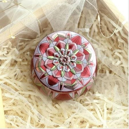 Mandala Dice Box – Metal Tin Storage for Dice Sets Storage & Organization Fennek and Finch red