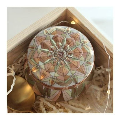 Mandala Dice Box – Metal Tin Storage for Dice Sets Storage & Organization Fennek and Finch brown