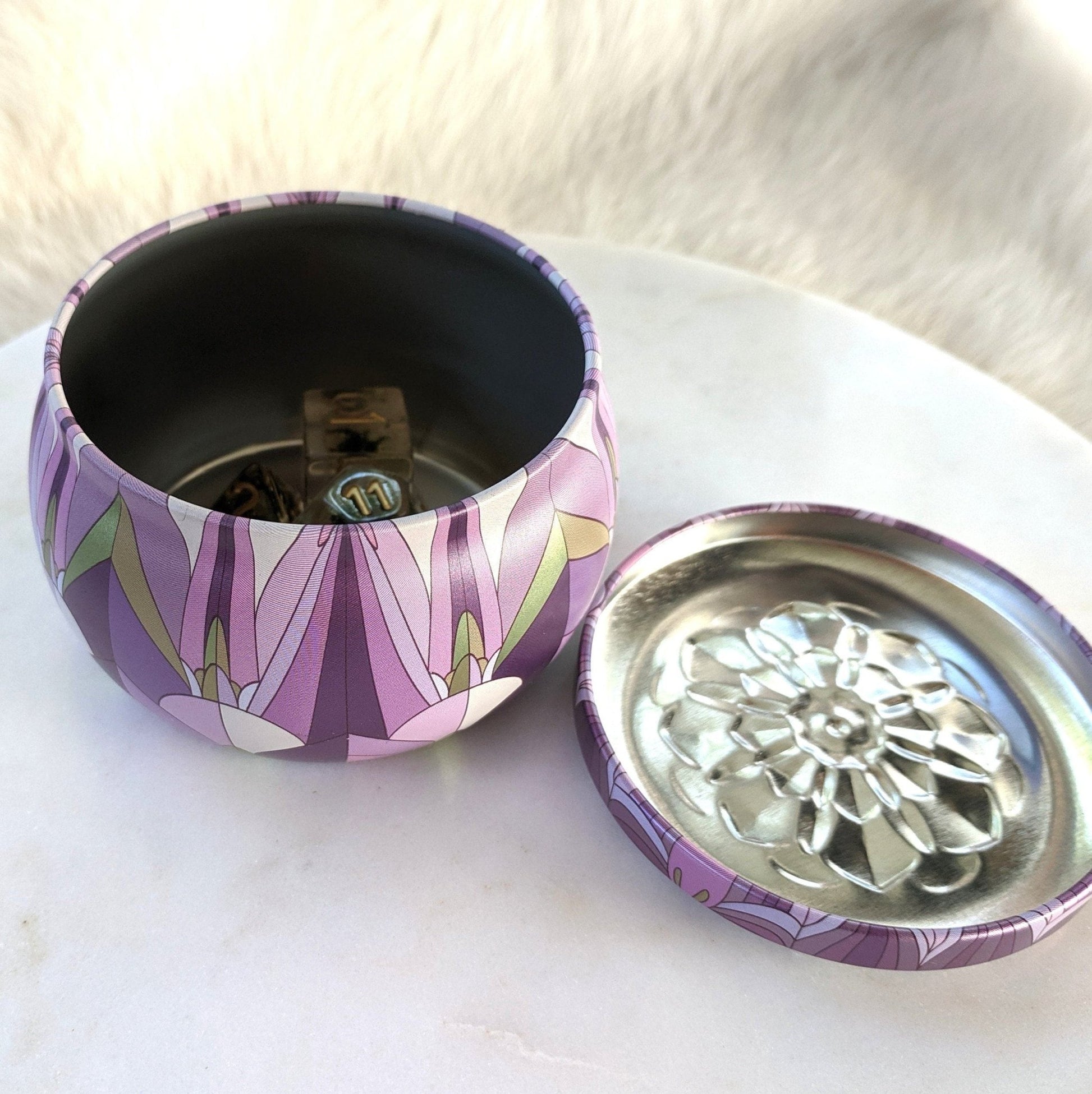 Mandala Dice Box – Metal Tin Storage for Dice Sets Storage & Organization Fennek and Finch