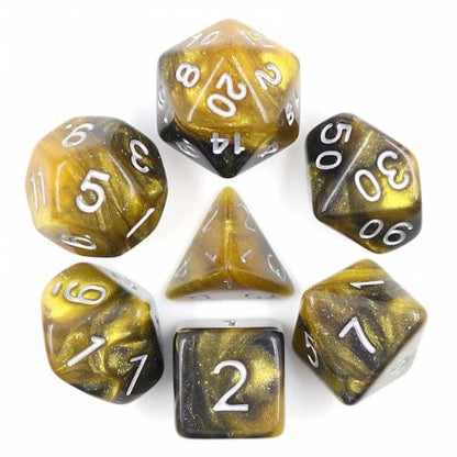 Monarch Dice Set – Shimmering Gold & Black Clear Resin Dice sets Fennek and Finch