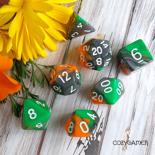 Monster Mash Dice Set – 7 - Piece Creature DnD Dice - Fennek and Finch