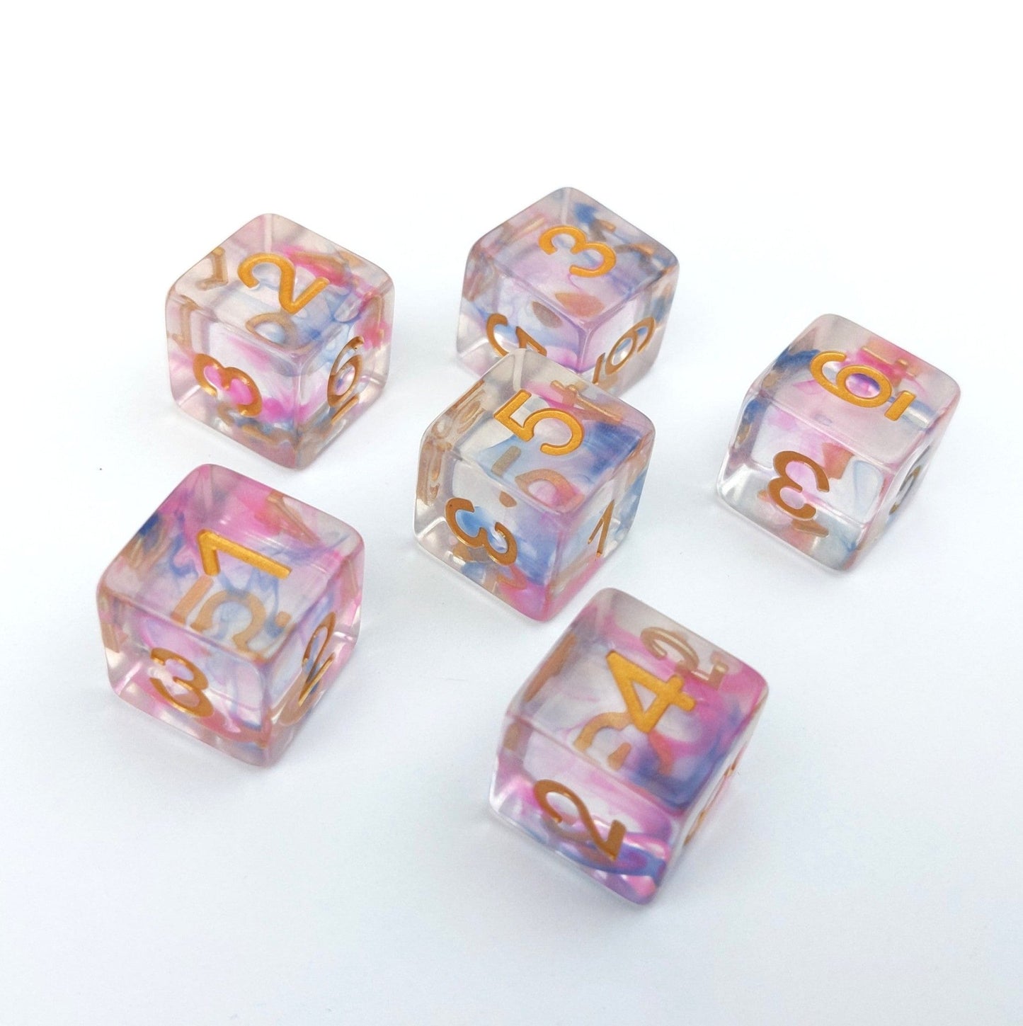Morning Glory D6 Set – 6-Piece Floral Six-Sided Dice Dice Sets & Games Fennek and Finch