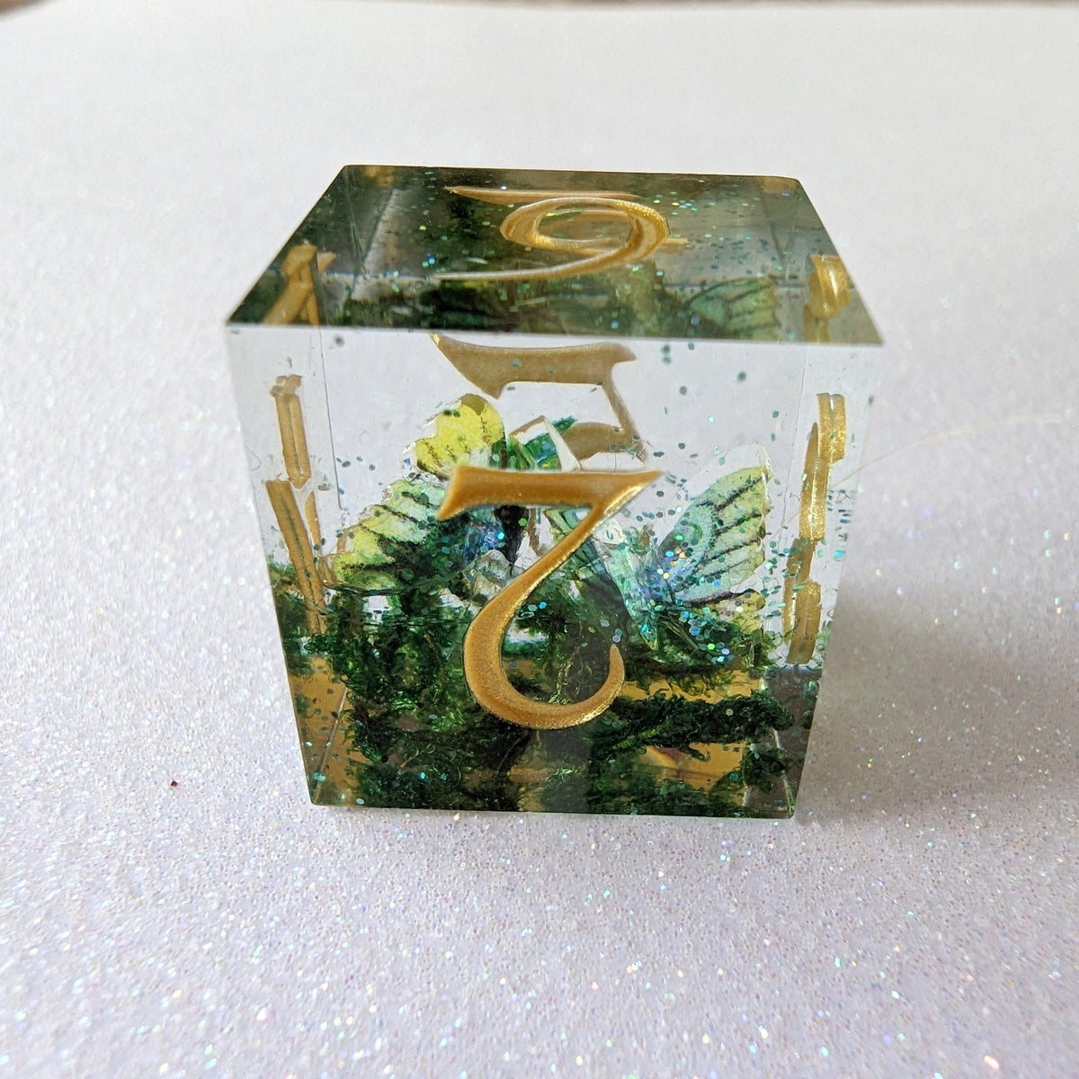 Moss and Butterflies - 7 Piece Sharp Edge Dice Set Dice Sets & Games Fennek & Finch