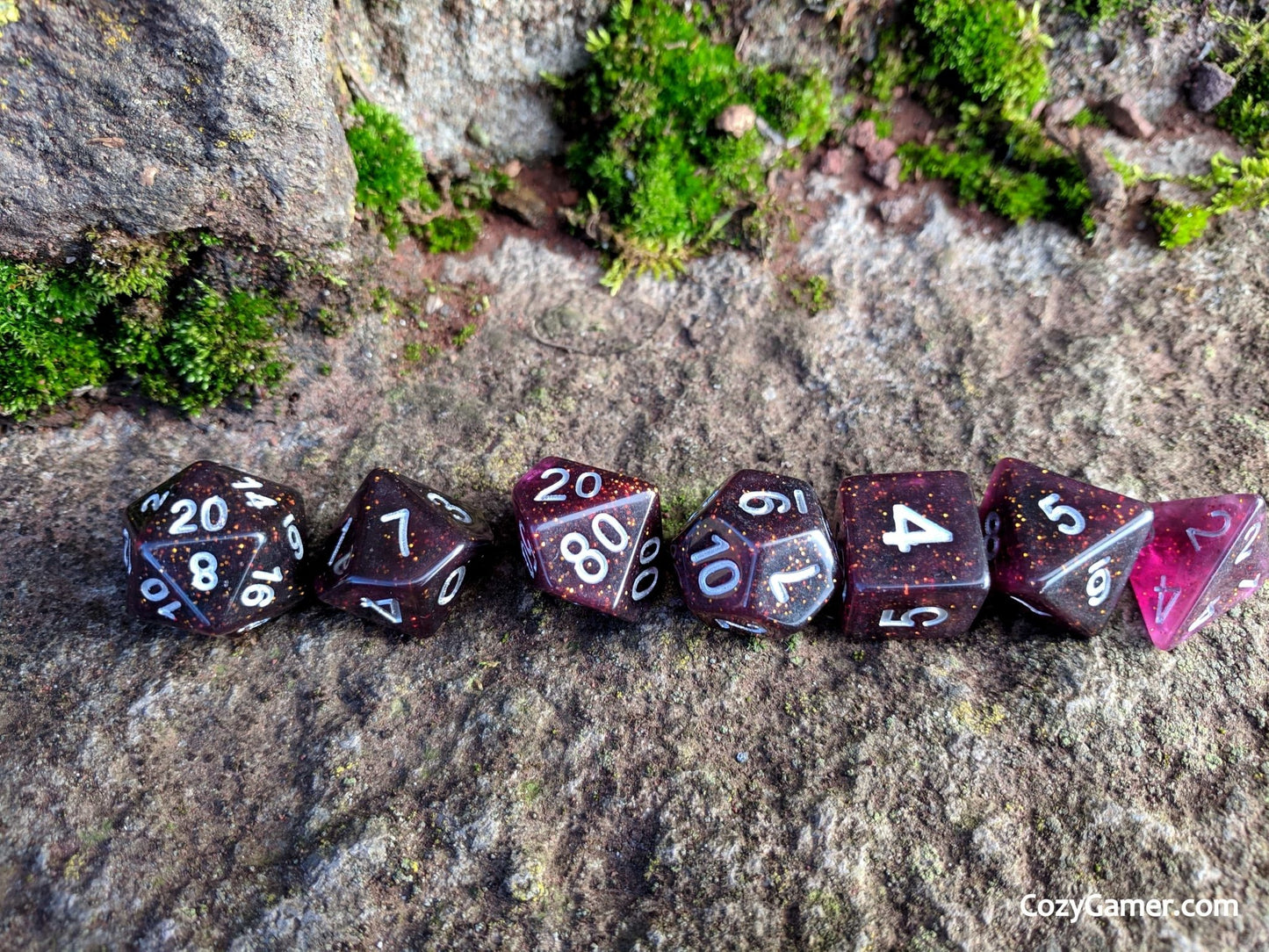 Necromancy Dice Set – Semi-Translucent Black & Purple Swirl Dice sets Fennek and Finch
