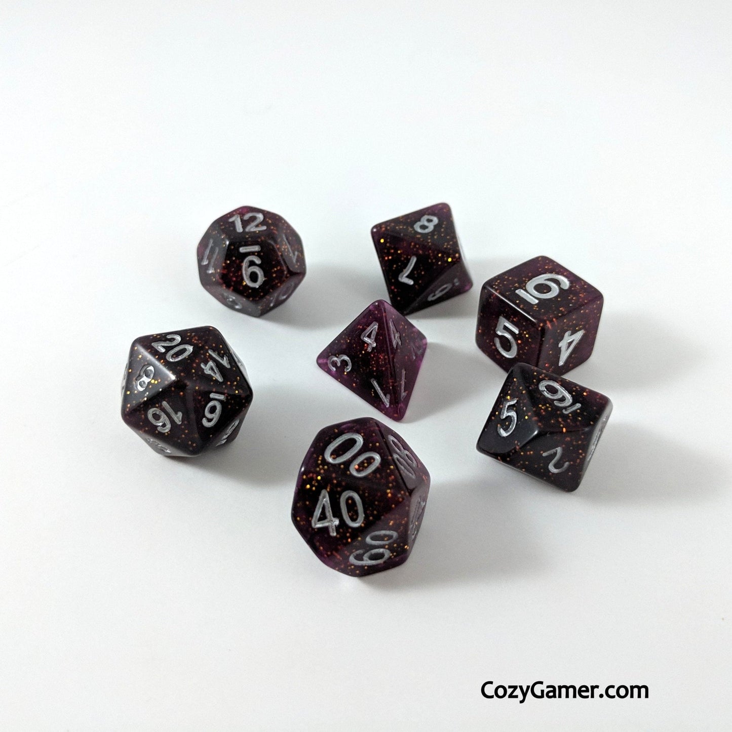 Necromancy Dice Set – Semi-Translucent Black & Purple Swirl Dice sets Fennek and Finch