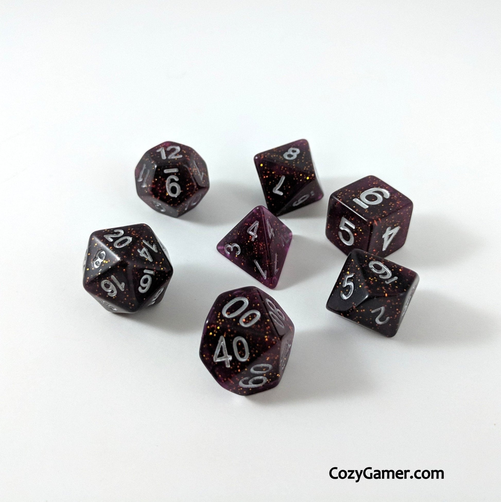 Necromancy Dice Set – Semi-Translucent Black & Purple Swirl Dice sets Fennek and Finch