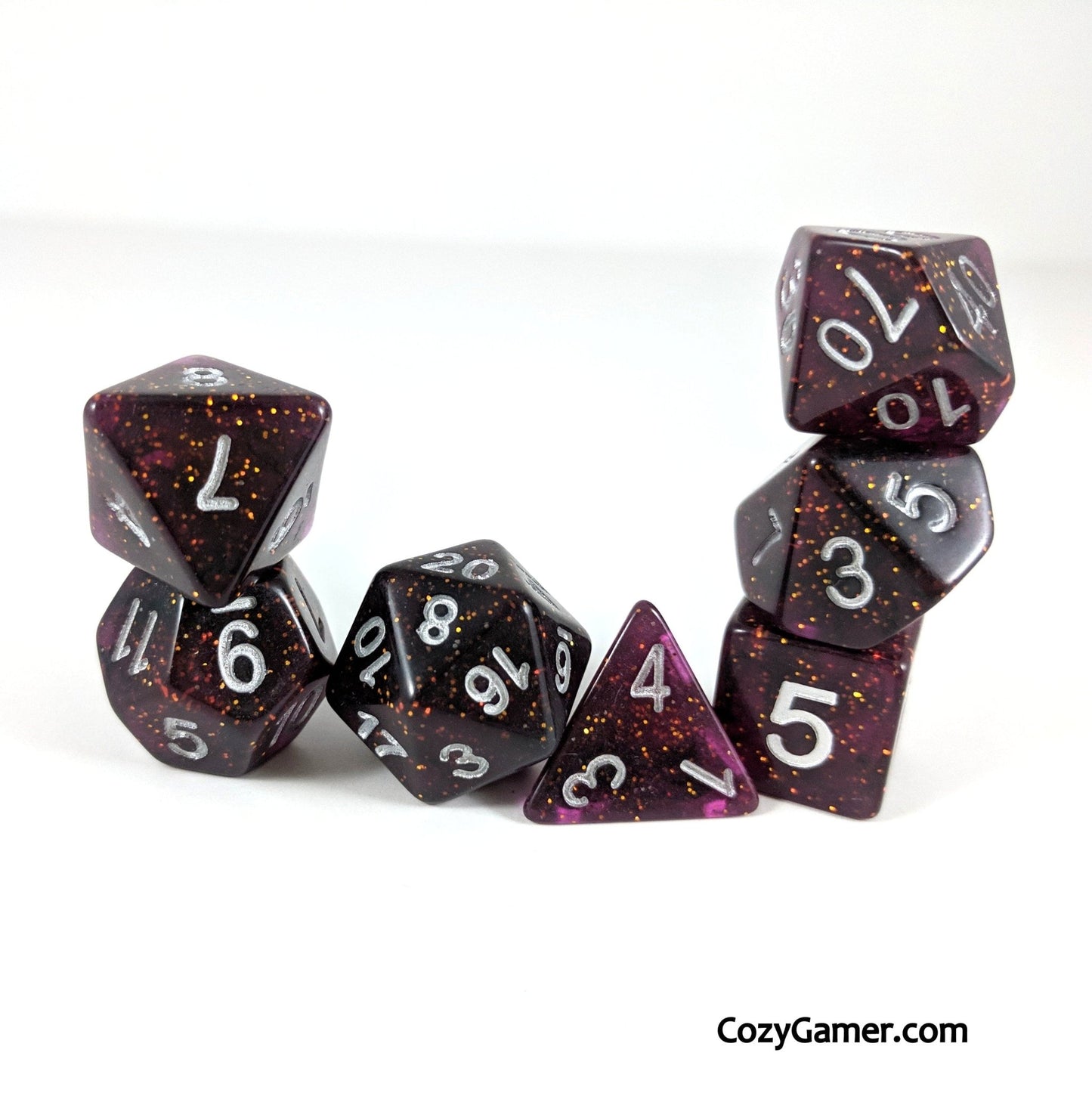 Necromancy Dice Set – Semi-Translucent Black & Purple Swirl Dice sets Fennek and Finch