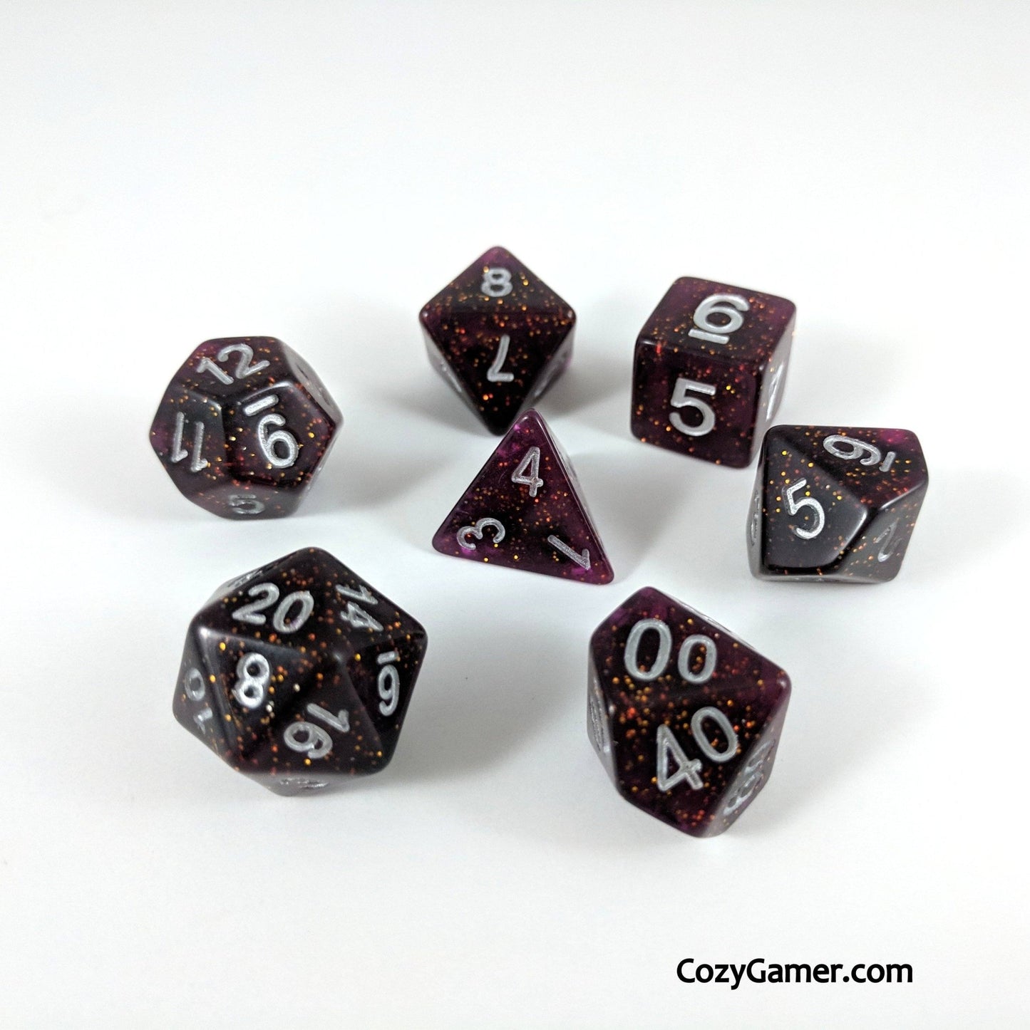 Necromancy Dice Set – Semi-Translucent Black & Purple Swirl Dice sets Fennek and Finch
