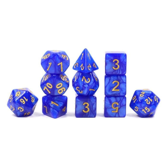 Ocean Deep Dice Set – 11-Piece Marbled Blue Acrylic Extra D20 D6s DnD Dice Sets & Games Fennek & Finch