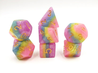Pastel Rainbow Dice Set – Soft Layered Colors (7-Piece) Dice sets Fennek and Finch