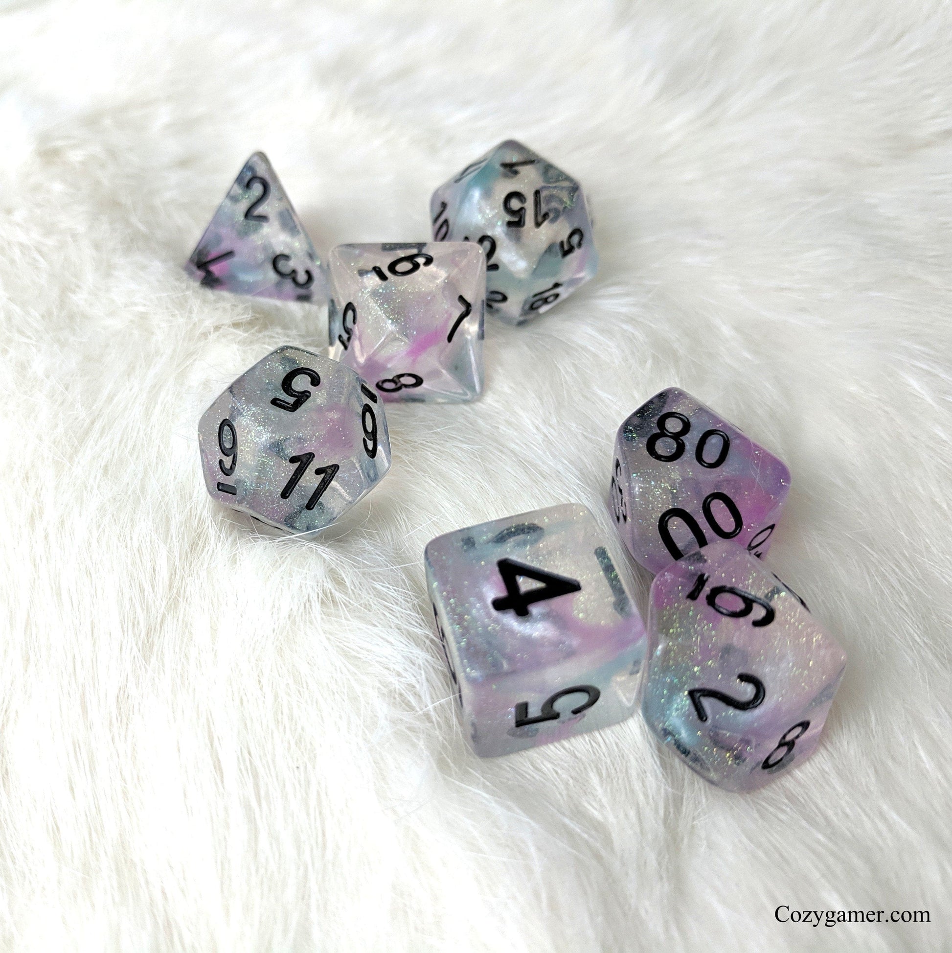 Pegasus DnD Dice Set, Purple and Blue Translucent Glitter Dice Dice sets Fennek and Finch