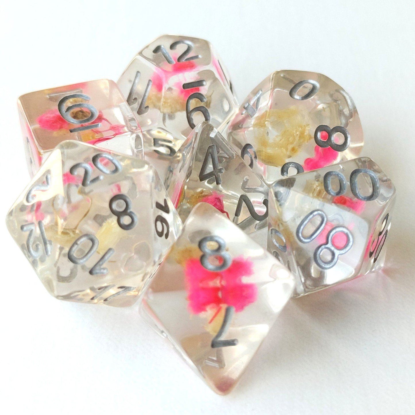 Pink and Yellow Flower Dice Set - CozyGamer